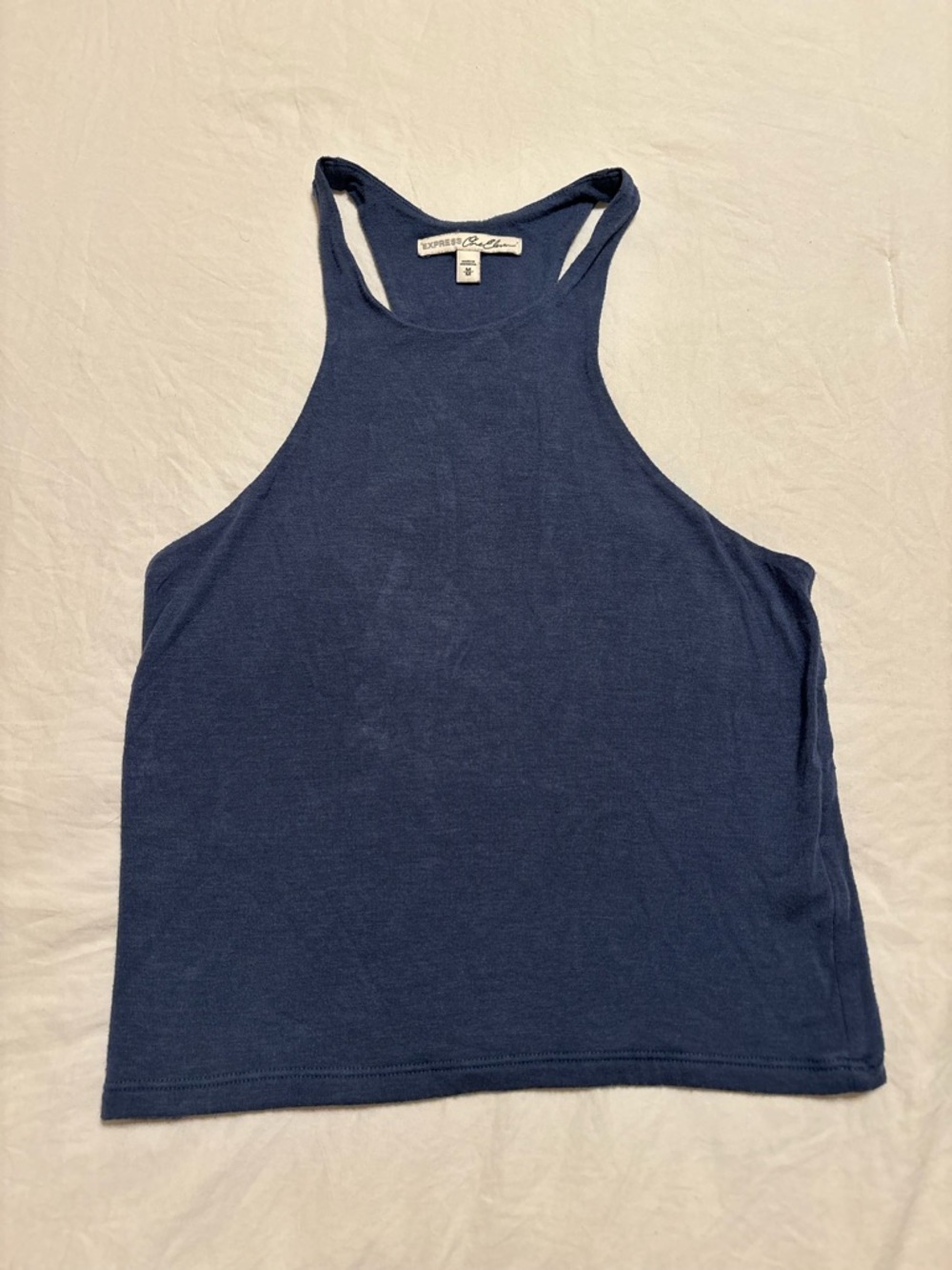 Express Dark Blue High Neck Racerback Tank
